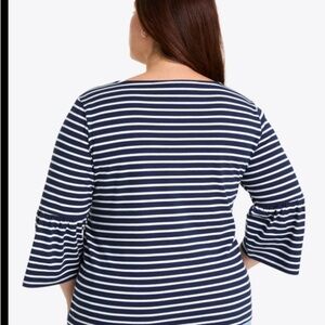 Blue and White Striped Women's Top
